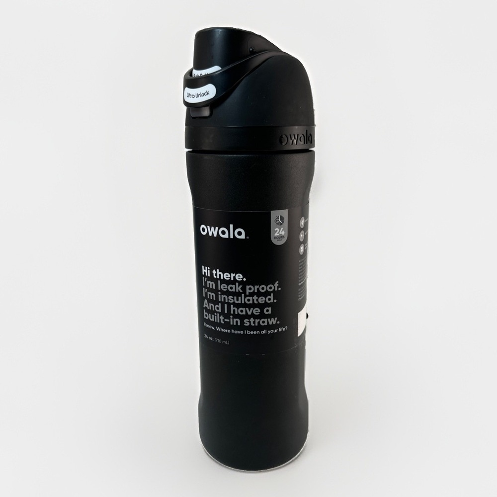 Owala FreeSip 24 oz Insulated Stainless Steel Water Bottle Black 710mL